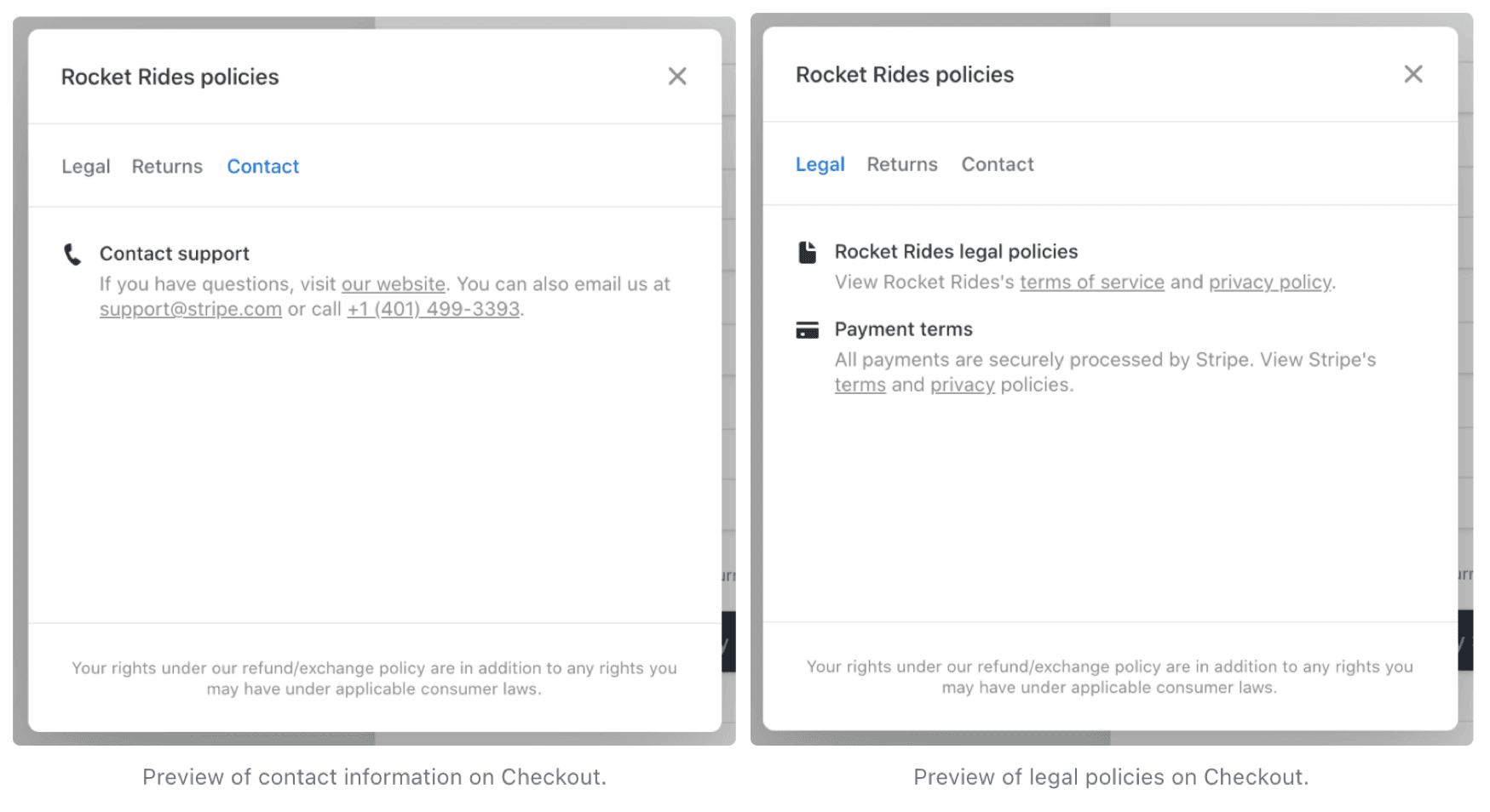 Example checkout policies